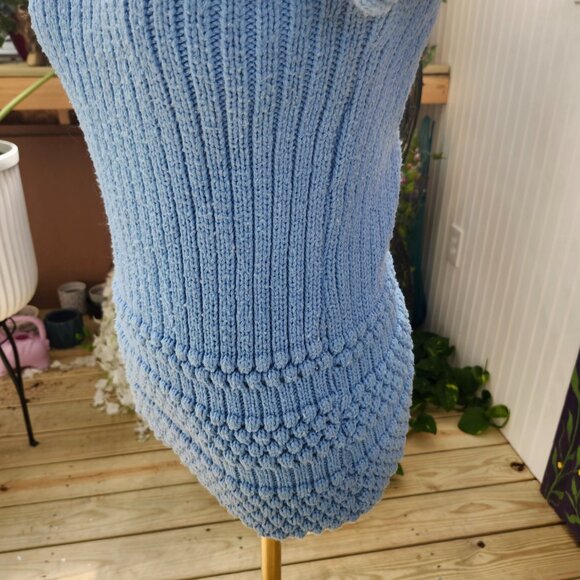 Joan Sweater / Vintage 1950's Baby Blue Knit Acrylic Sweater by Joan Marie - Picture 12 of 16